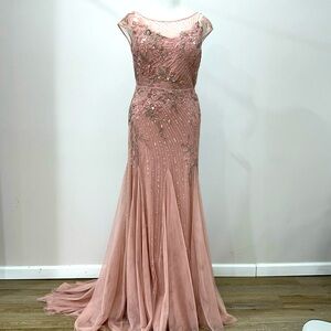 PRONOVIS Elegant Dusty Rose Beaded Gown – size 20